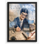 Cuadro Chico Xavier Médium Escritor Arte Espírita Retro Marco Negro