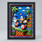 Cuadro Sonic The Hedgehog Efecto 3d Game Pelicula Marco Negro