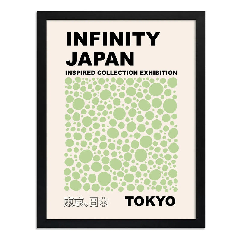 Cuadro Yayoi Kusama Infinity Dots Arte Japones Minimalista Yayoi Kusama Dots Verde Suave Marco Negro