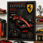 Cuadro Ferrari Formula 1 Auto Icónico Specs Efecto 3d Marco Negro