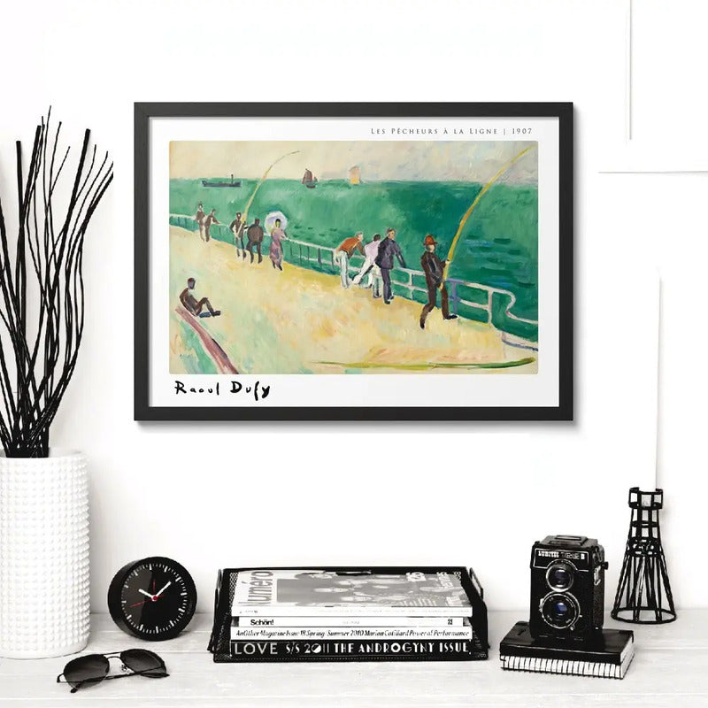 Cuadro Raoul Dufy Pintura Fauvismo Abstracto Arte Decoracion Les Pêcheurs À La Ligne Marco Negro