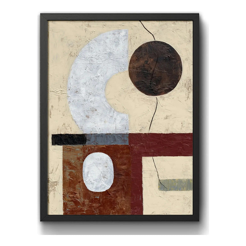 Cuadro Dormitorio Living Boho Abstracto B2 Tonos Terrosos Marco Negro