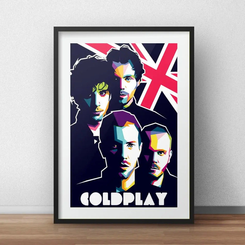 Cuadro Coldplay Pop Art Musica Rock Decoracion Con Paspartú Marco Negro
