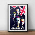 Cuadro Coldplay Pop Art Musica Rock Decoracion Con Paspartú Marco Negro