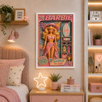 Cuadro Barbie Playa Beach Decoracion Dormitorio Muñeca Marco Blanco