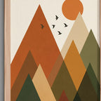 Set 3 Cuadros Dormitorio Living Boho Arte Abstracto Amanecer Geometrico I Marrón Claro