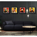 Set 4 Cuadros Jason Freddy Krueger Michael Myers Leatherface Marco Negro
