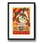 Cuadro Tazmania Demonio Té Looney Tunes Serie Con Paspartú Marco Negro