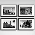 Set 4 Cuadros Sao Paulo Blanco Y Negro Ciudad Con Paspartu