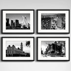 Set 4 Cuadros Sao Paulo Blanco Y Negro Ciudad Con Paspartu