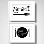 Set 2 Cuadros Cocina Minimalista Frases Moderno Con Paspartu