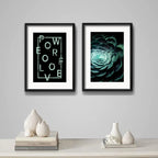 Set 2 Cuadros Suculenta Love Frase Arte Decoracion Paspartú