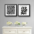 Set 2 Cuadros Yayoi Kusama Matisse Blanco Y Negro 33x33cm Marco Negro