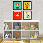 Set 4 Cuadros Circo Infantil Para Dormitorio Leon Decoracion