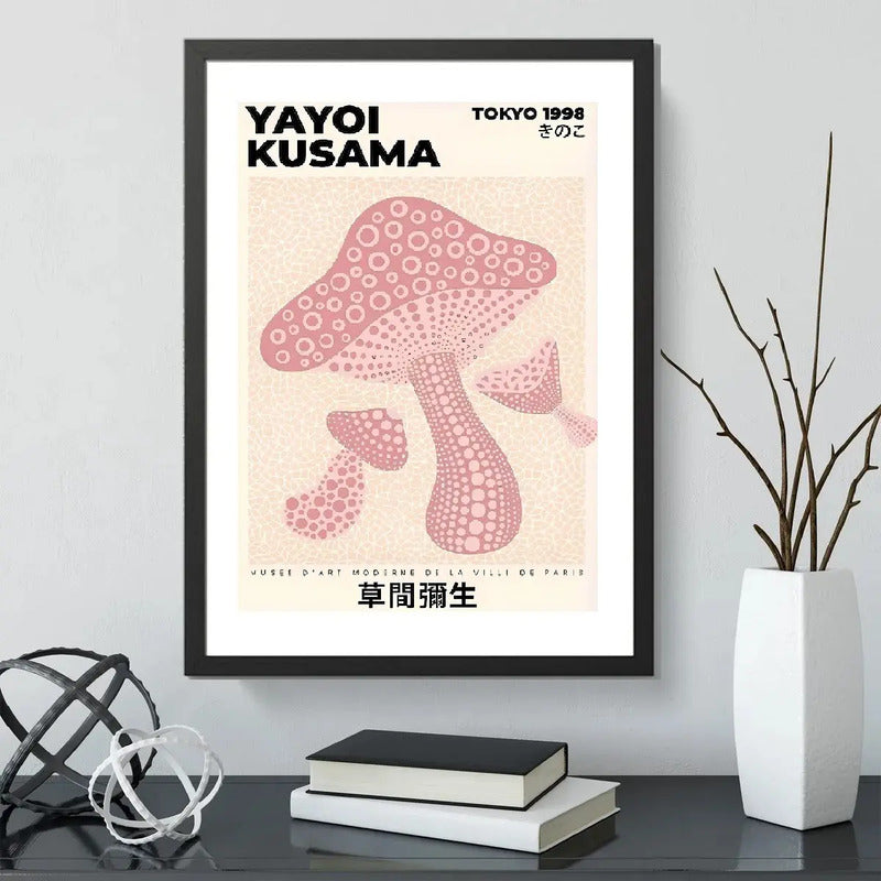 Cuadro Yayoi Kusama Cucumelo Hongos Tokyo Arte Japones Marco Negro