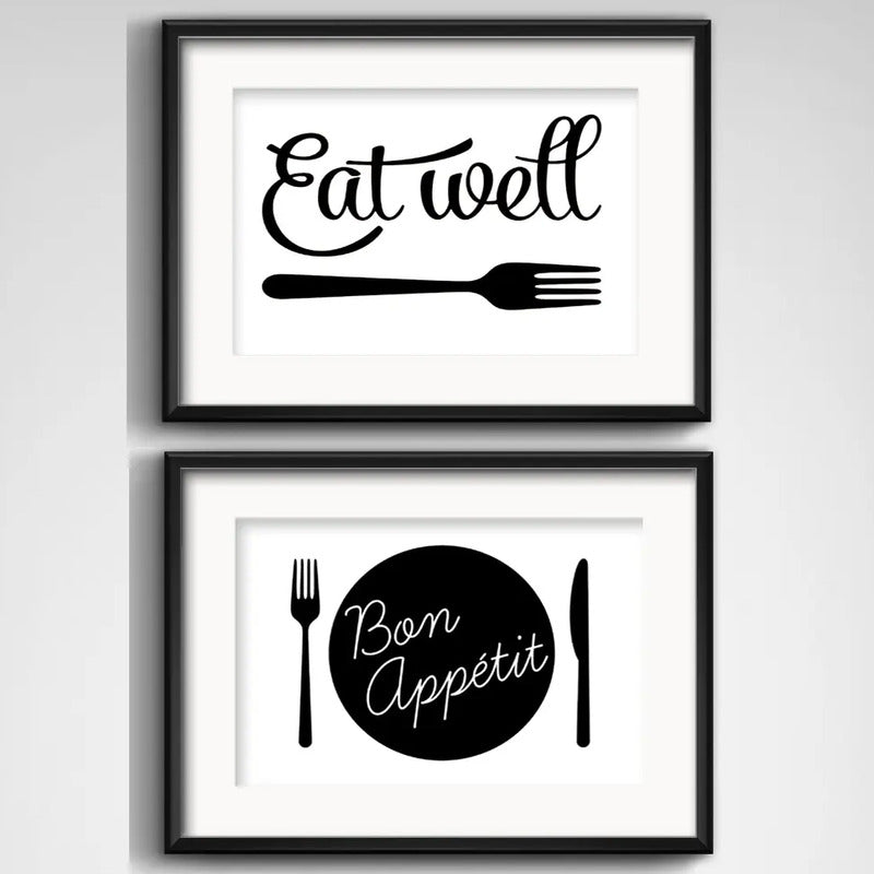 Set 2 Cuadros Cocina Minimalista Frases Moderno Con Paspartu