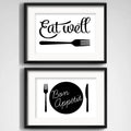 Set 2 Cuadros Cocina Minimalista Frases Moderno Con Paspartu
