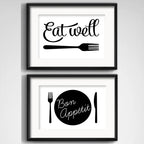Set 2 Cuadros Cocina Minimalista Frases Moderno Con Paspartu