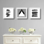 Set 3 Cuadros Geometrico Abstracto Blanco Y Negro Decoracion