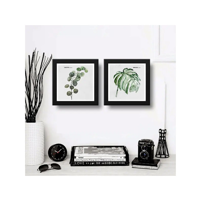 Set 2 Cuadros Hojas Minimalista Eucalipto Monstera Plantas