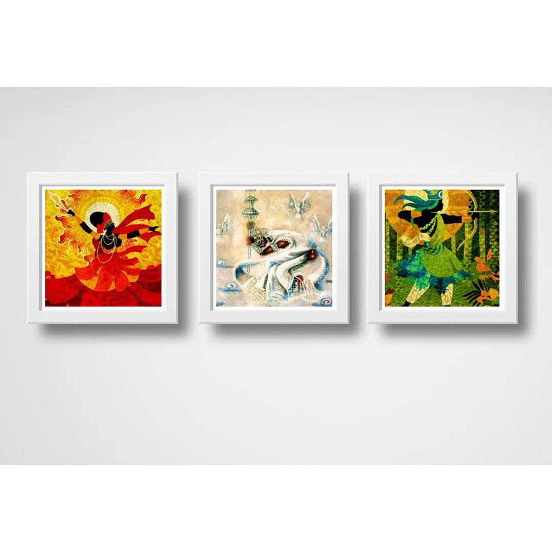 Set 3 Cuadros Orixas Iansá Oxalá Oxossi Umbanda Decoracion
