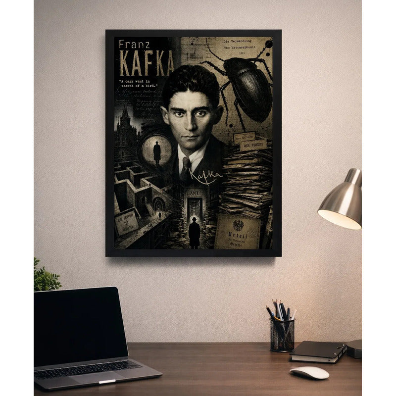 Cuadro Franz Kafka Arte Retro Obras Escritor Metamorfosis Marco Negro