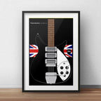 Cuadro Guitarra George Harrison Beatle Decoracion Paspartú Marco Negro