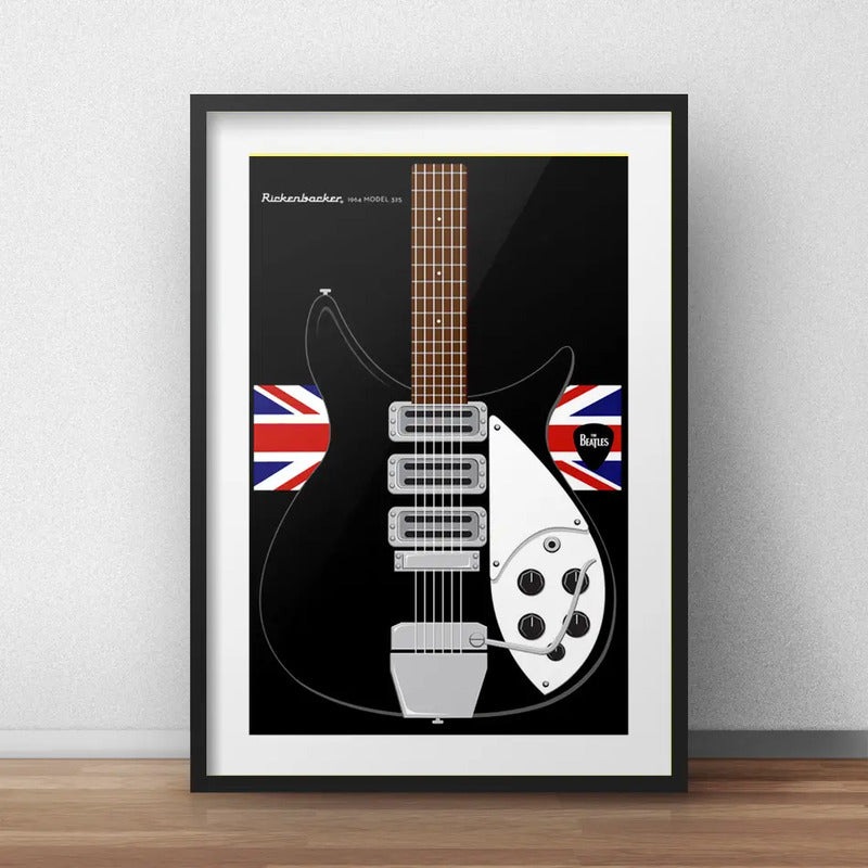Cuadro Guitarra George Harrison Beatle Decoracion Paspartú Marco Negro