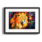 Cuadro Leon Pop Art Colores Sabiduría 53x43cm Con Paspartú Marco Negro