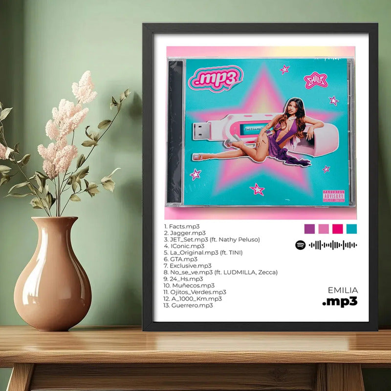 Cuadro Emilia Mernes ,mp3 Album Spotify Canciones Musica Marco Negro