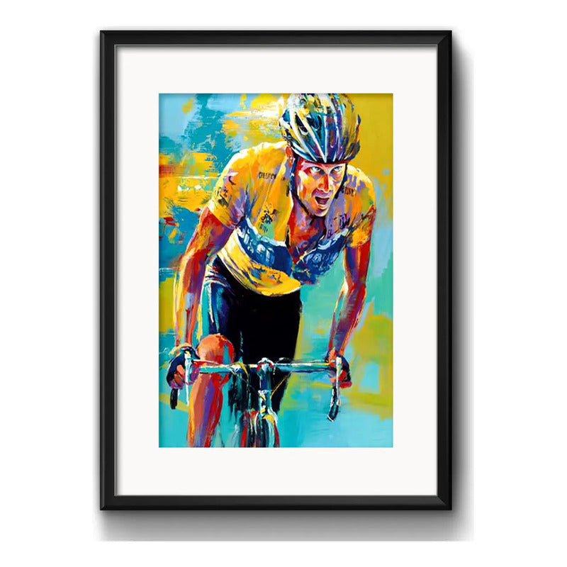 Cuadro Ciclista Pop Art Bike Bicicleta Brs1 Con Paspartu Marco Negro