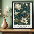 Cuadro Pajaro Botanica William Morris Flores Art & Crafts Pájaro Magnolias Botanica 2 Marco Negro