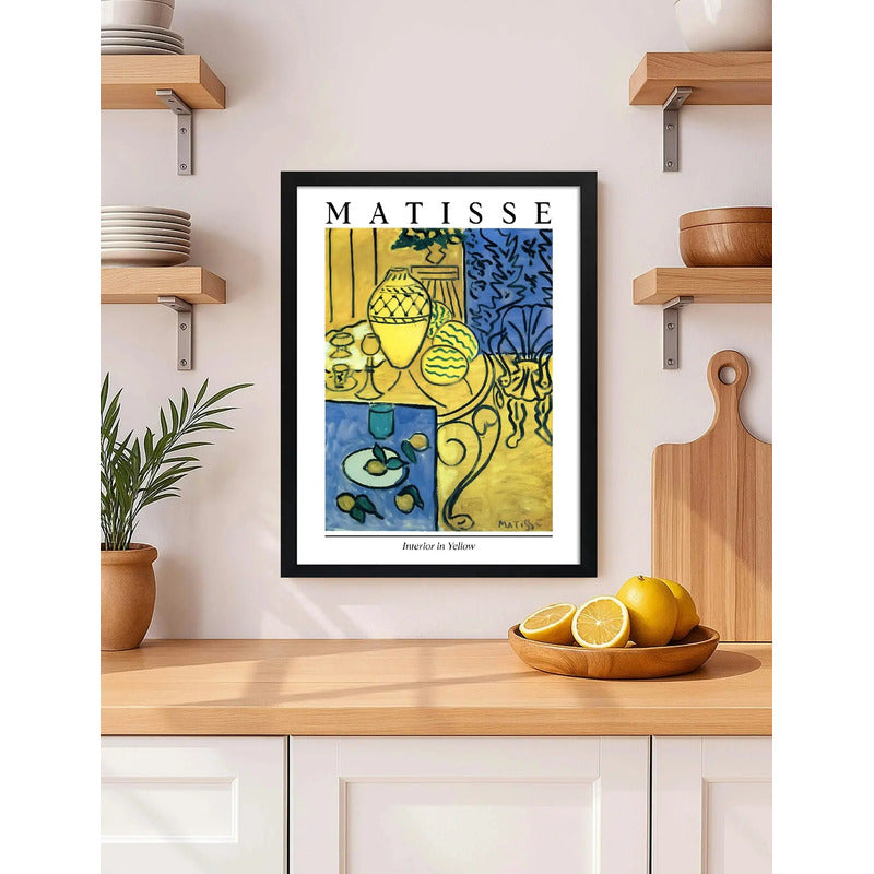 Cuadro Henri Matisse Interior Amarillo Limones Chef Cocina Marco Negro