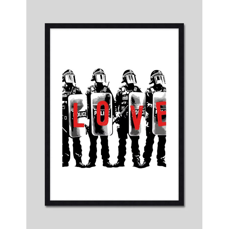 Cuadro Banksy Love Arte Urbano Decoracion Moderna Marco Negro