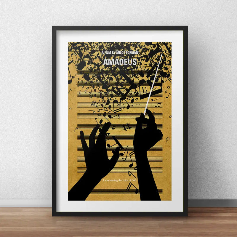 Cuadro Amadeus Mozart Pelicula Cine Decoracion Con Paspartú Marco Negro