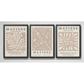 Set 3 Cuadros Dormitorio Living Matisse Tonos Beige Pastel Marco Negro