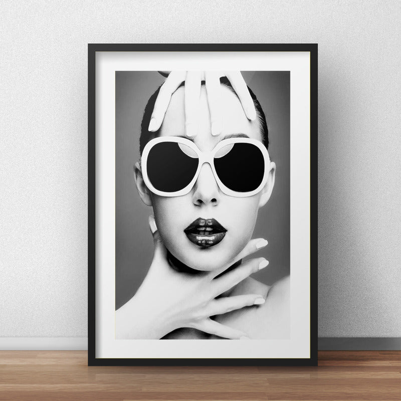 Cuadro Fashion Moda Blanco Y Negro Salón Decoración Paspartú