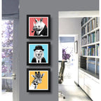 Set 3 Cuadros León Jirafa Rinoceronte Hispter Pop Art Decor