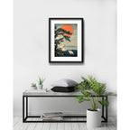 Cuadro Japonés Woodblock Grulla Arte 53x43cm Con Paspartú Marco Negro
