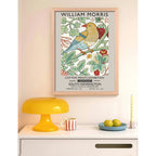 Cuadro Dormitorio Living William Morris Pajaro Frutilla Oak Marco Marrón Claro