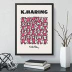 Cuadro Keith Haring Pink Humanism Arte Urbano Decoracion Marco Negro