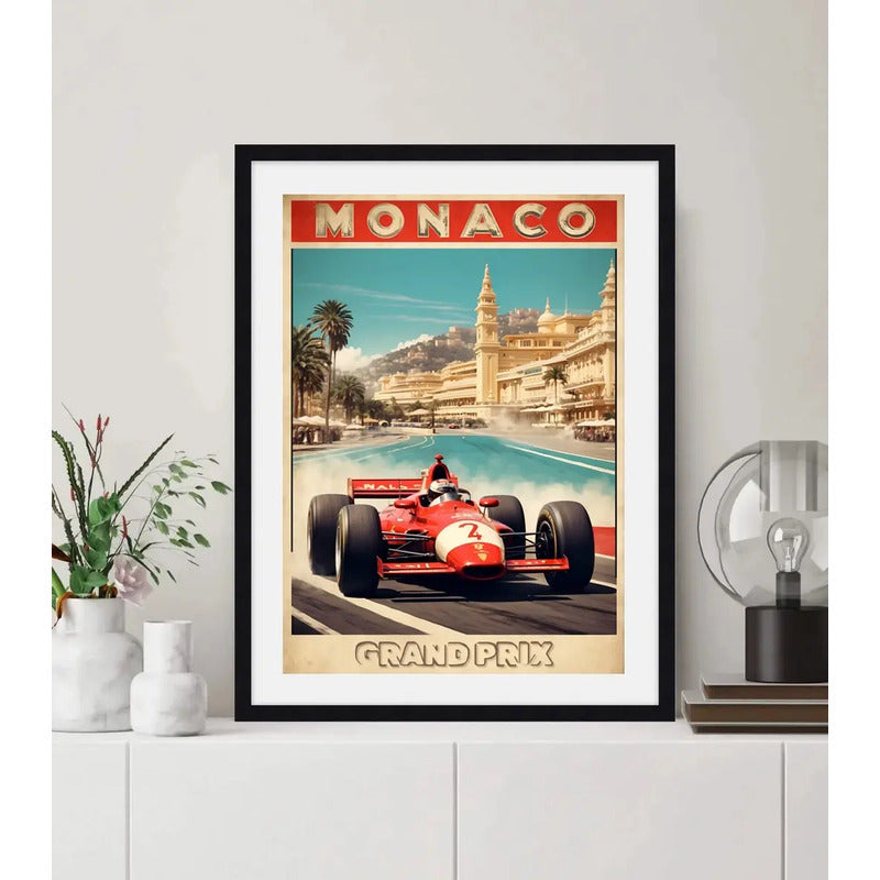 Cuadro Monaco Pista De Carrera Autodromo Formula 1 Vintage Monaco Gran Premio Histórico 1997 Con Marco Negro