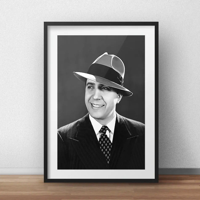 Cuadro Carlos Gardel Tango Cantante Decoracion Con Paspartu Marco Negro