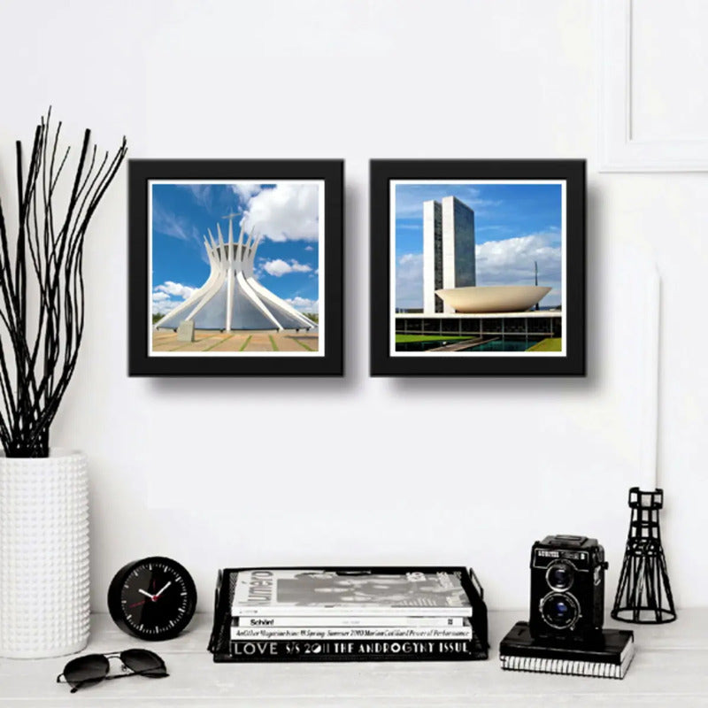 Set 2 Cuadros Brasilia Capital Brasil Parlamento Catedral