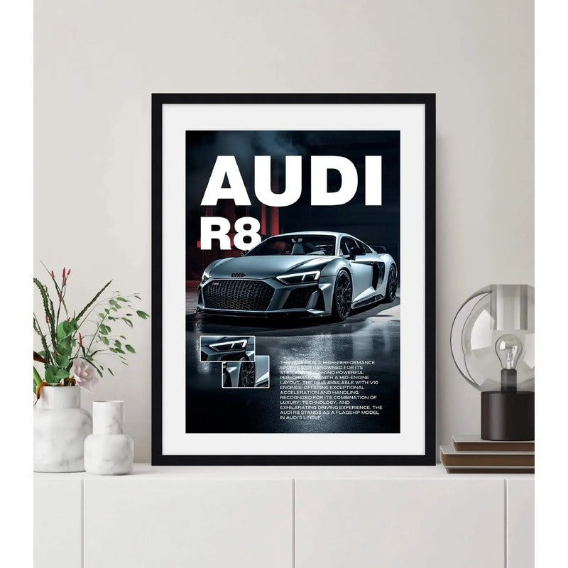 Cuadro Audi R8 Auto Modelo Coche Deportivo Arte Decoracion Marco Negro