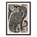 Cuadro Minhwa Tigre Talismánico Arte Folclórico Coreano Marco Negro