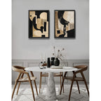 Set 2 Cuadros Boho Arte Abstracto Texturas Living 53x43cm Marco Negro
