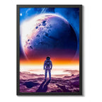 Cuadro Astronauta Caminando Planeta Luna Espacio Nasa Arte Marco Negro