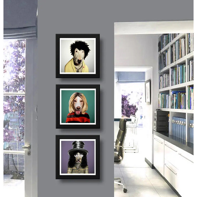 Set 3 Cuadros Perros Rock Kurt Cobain Slash Sid Vicious Arte