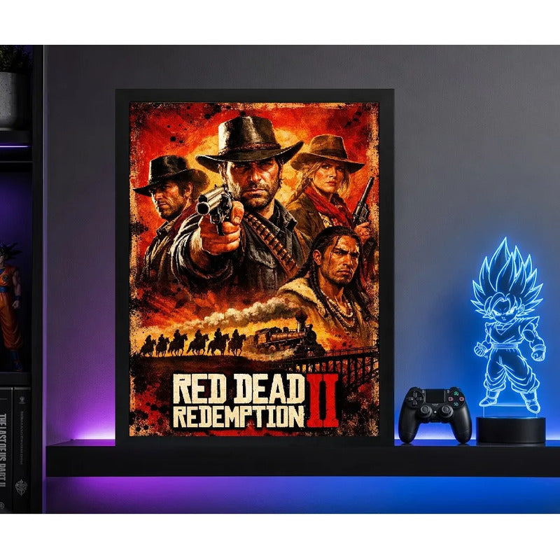 Cuadro Red Dead Redemption 2 Videojuego Ps Game Decoracion Marco Negro